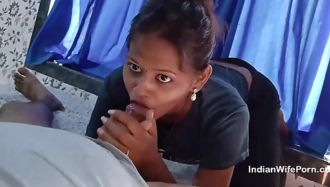 Young Indian Wife Giving Deepthroat Blowjob With Cum