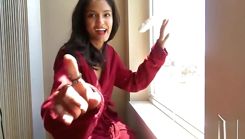 HOME ALONE HORNY DESI SLUT SUCKS AND FUCKS DILDO ON WINDOW