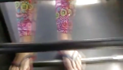 teen 18+ girl feet on public bus