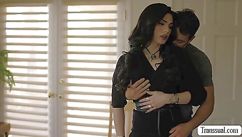 Gorgeous Trans Gets Her Ass Bareback Fucked By